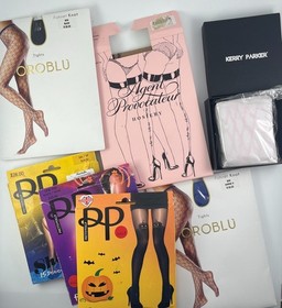 Agent Provocateur Whip Me Champagne Black Hold Ups XS + 6 Bonus Pairs Lot