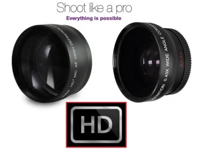 NUEVO Kit de teleobjetivo y lente gran angular Pro HD de 2 piezas para Panasonic LUMIX DC-FZ80 Foto 1 de 4