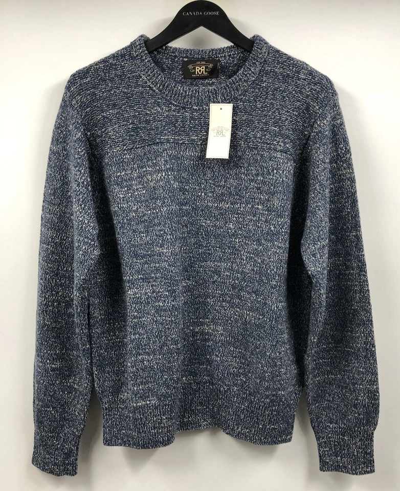 Ralph Lauren RRL Crewneck Melange Varsity Knit Blue Pullover Sweater Large - Image 1 of 4