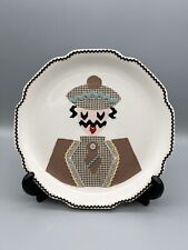 OOAK Arts & Crafts Decorated Round Plate Mustache Man Decorative Wall Folk Art 