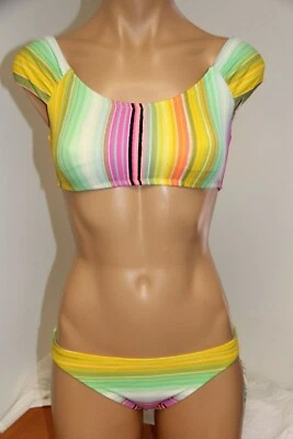 NWT Raisins Swimsuit Bikini 2pc set S Off Shoulder Lowrider Pant Foto 1 de 4