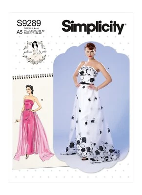 SIMPLICITY 9289 MISSES STRAPLESS DRESSES Sewing Pattern Sizes 6-14 & 14-22 - Image 1 of 4