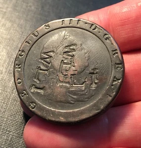 1797 King George III Copper Cartwheel Two Pence -Counter Stamped WLI Trade Token - Picture 1 of 2