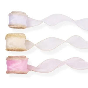 30 Yards 1-5/8 Inch Organza Ribbon Sheer Wired Organza Ribbon Gift Wrapping R... - Picture 1 of 6