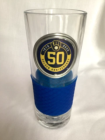 Milwaukee Brewers 50 Golden Anniversary Commemorative 20oz. Glass Cup 1970-2020 Cover