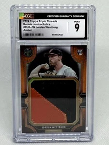 2024 Topps Triple Threads Rookie Jumbo Relics Amber RJR-JW Jordan Westburg CGC 9 - Picture 1 of 2