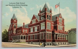 Lebanon High School and Stevens school building Lebanon Pennsylvania PA Postcard - Picture 1 of 2