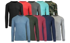 Men's Long Sleeve Waffle Thermal Shirt Tee -Crew Neck Layering Color & Size NEW - Picture 1 of 11