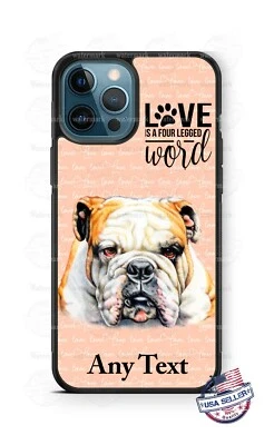 Funda protectora personalizada para teléfono Bulldog Face Pet Love Word se adapta a iPhone Samsung Foto 1 de 4