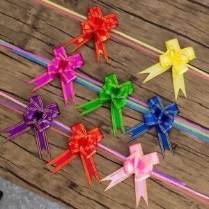 10 Pcs Sequin Ribbon Pull Bow Solid Color Pull Bow Knot Ribbons Flower