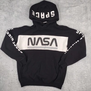 H&M Hoodie Womens 20 NASA Space Mission Black Muff Pocket Lined - Picture 1 of 8