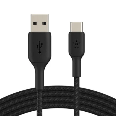 Belkin 2M Braided USB-A to USB-C Cable Data Sync Connector for Smartphones Black - image 1 of 4