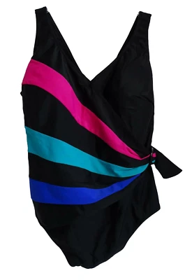 NEU Übergröße Damen Badeanzug schwarz Wickeloptik Gr. 58, 60 Cup B, 58 Cup C - Bild 1 von 3