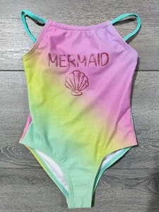 Mermaid Swim Suit Girls XL Size 14 Shell One Piece Colorful Swimwear - Picture 1 of 4