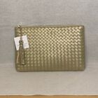 NWT VIRGINIA WOLF Mimi Woven Gold Metallic Clutch