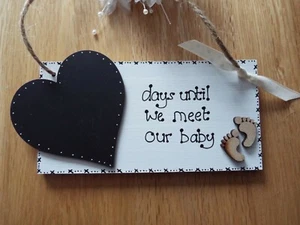 Chalkboard Countdown to Birth plaque/sign BABY SHOWER gift Can be Personalised - Picture 1 of 12