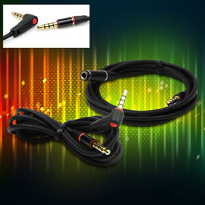 4FT 3.5MM AUX EXTENSION AUDIO RIGHT ANGLE CABLE BLACK IPHONE 5 4S 3GS IPOD TOUCH