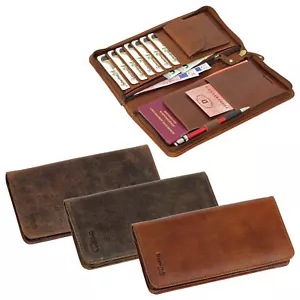 Leder Reisebrieftasche Brieftasche Reise Etui Bordkartenetui Organizer braun - Bild 1 von 25
