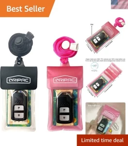 Universal Waterproof Pouch Case for Key Fobs, Credit Cards and Cash - Black/Pink - Picture 1 of 9