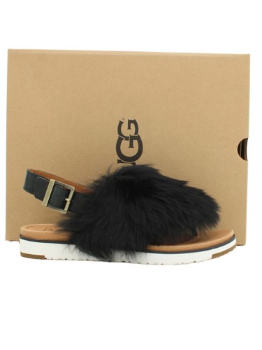 Sandali donna UGG UK 8 5 pelle nera con altri piatti nuovi con etichette
