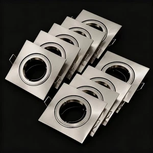 10 x Recessed Downlight Bulb Holder Square Nickel MR16 GU10 Adjustable Frame - Picture 1 of 3