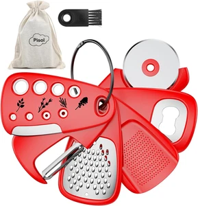 6-Piece Kitchen Gadget Set Cheese Grater Peeler Pizza Cutter Herb Grinder - Picture 1 of 9