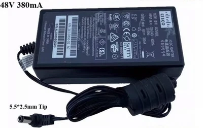 CISCO 48V 380mA Power Supply AA25480L Charger 5.5*2.5mm Tip AC Adapter  - Image 1 of 4