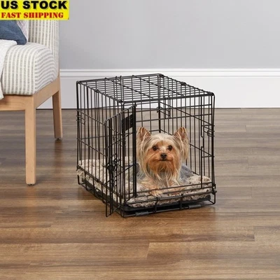 Folding Metal Dog Crate W/ Divider Leakproof Pan Portable Secure Design New - Image 1 of 4