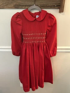 Luli & me Smocked Red Dress- Girls Size 10 - Picture 1 of 5