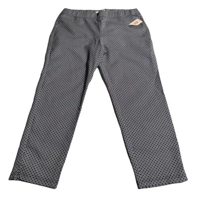 Nanette Lepore Navy Blue Diamond Print Pants Stretch Size 14 Pull On NWT - Image 1 of 4