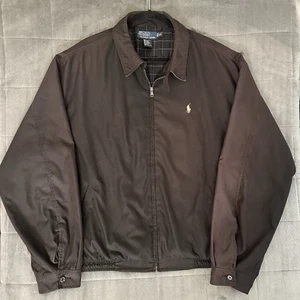 Giacca Vintage Polo Ralph Lauren Uomo Taglia XXL Nero Harrington Bomber Sole Sbiadito - Foto 1 di 13