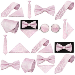 Light Dusty Pink Paisley Classic Skinny Bow Tie Mens Kids Wedding Groom Boys Set