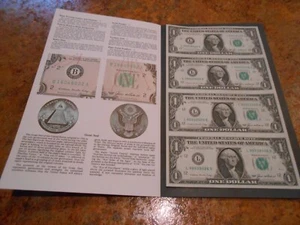 L series 1985 Uncut Sheet of 4 $1.00 One Dollar Bills BEP Collector Edition - Picture 1 of 4