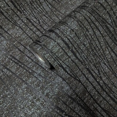 Mica zebra lines textured silver gray black bronze abstract Natural Wallpaper 3D - Image 1 of 4