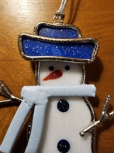 Stained Glass Snowman Ornament Dangly Legs Christmas Decor  - Picture 1 of 5