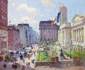 New York Public Library Painting by Colin Campbell Cooper Art Reproduction - Picture 1 of 3