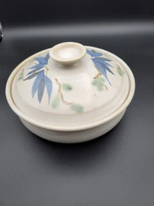 Studio Art Pottery Stoneware Glazed Dish Lid Casserole Flower Design - Picture 1 of 6