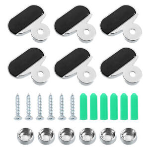 6 Set Zinc Alloy Oval Mirror Clip Mounting for 3-5mm Thick Mirror, Silver