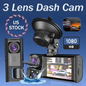 Dash Cam Car HD 1080P Front/Rear/Inside Dual Lens Video Recorder Camera G-Sensor - Picture 1 of 11