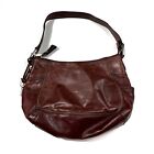 Fossil Brown Leather Hobo Slouchy Patchwork Zip Top Casual Shoulder Bag