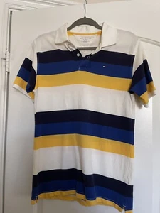 Tommy Hilfiger Boys Stripe Polo Shirt Blue/Yellow/White- XL (16-18) - Picture 1 of 3