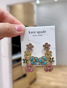 NEW Kate Ks Spade Fleurette Crystal Flower Statement Drop Earrings