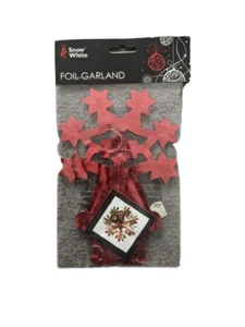 Decoración navideña roja y dorada guirnalda de lámina blanca como la nieve - Imagen 1 de 3