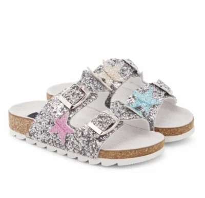 Monnalisa Cool SLIPPERS Glitter Argento Taglia 32 - 38, -40%, NUOVO! - Immagine 1 di 2