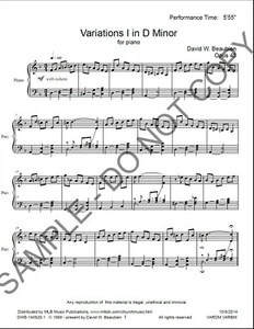 NEW Three Variations in D Minor for piano - Picture 1 of 2