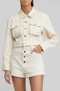 SIGNIFICANT OTHER Jean Shorts NWT LENNY Womens Cream MRP $199 Size 4 - Picture 1 of 11