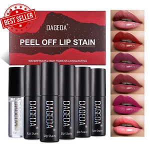 5 Colors Peel Off Lip Stain Set, Waterproof Tattoo Tint with Moisturizing Oil - Picture 1 of 8