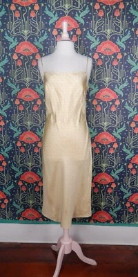 Vintage 90's Y2K Green White Silk Grunge Whimsigoth Lightweight Slip Dress M - Image 1 of 4