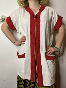 Vintage 1980s Red White Robe Tunic Costume Church Medieval Cosplay Oriental XXL - Picture 1 of 10