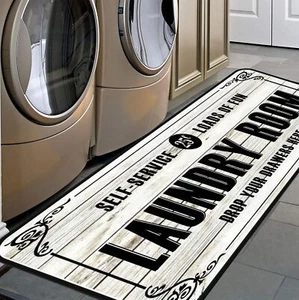 White-2 Farmhouse Laundry Room Rug Runner Laundry Room Rug Non-Slip Floor Mat... - Picture 1 of 6